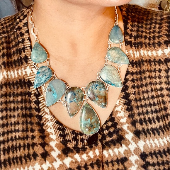 Blue Green Chrysocolla “The Teaching Stone” Necklace 18”-19” Adjustable - Picture 6 of 12